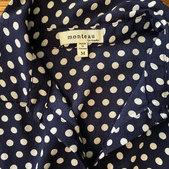 Polka Dot Navy Dress. Vintage Style. Classic. - Picture 3 of 6